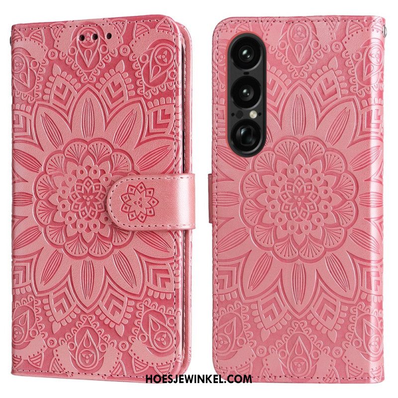 Folio-hoesje Sony Xperia 1 Vii Telefoonhoesje Zonnebloempatroon