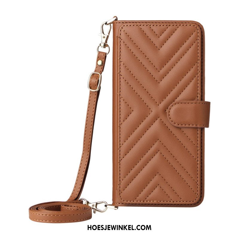 Folio-hoesje Sony Xperia 10 Vii Gewatteerd Met Riempje En Polsbandje