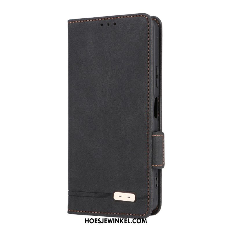 Folio-hoesje Sony Xperia 10 Vii Telefoonhoesje Retro Suède-effect