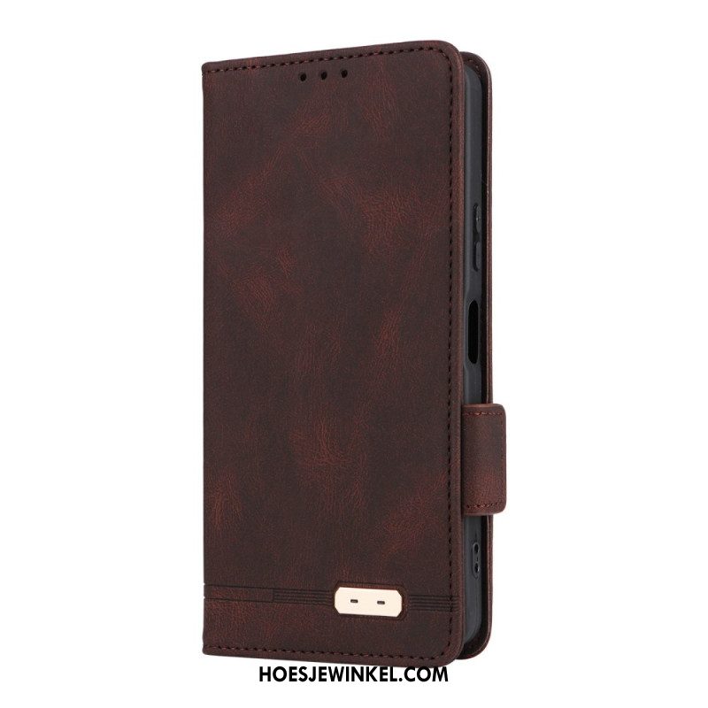 Folio-hoesje Sony Xperia 10 Vii Telefoonhoesje Retro Suède-effect