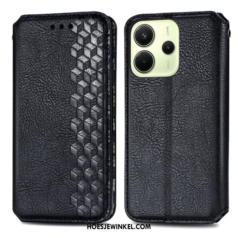 Folio-hoesje Voor Xiaomi Redmi Note 14 4g Vintage Lederlook Met Diamantpatroon