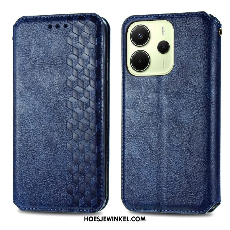 Folio-hoesje Voor Xiaomi Redmi Note 14 4g Vintage Lederlook Met Diamantpatroon