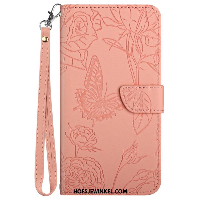 Folio-hoesje Xiaomi 14 Ultra Telefoonhoesje Vlinderpatroon Met Riempje