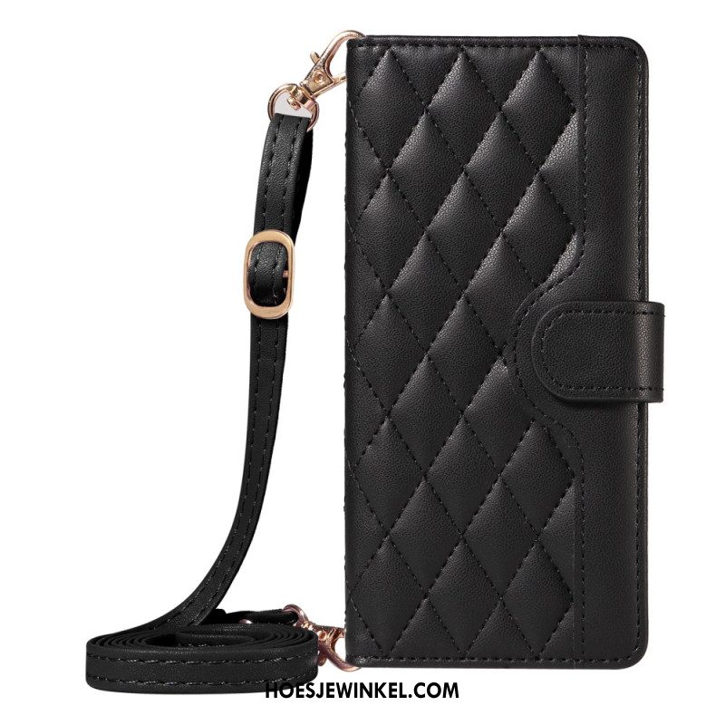 Folio-hoesje Xiaomi 15 Pro Gewatteerd Met Bandje En Schouderband