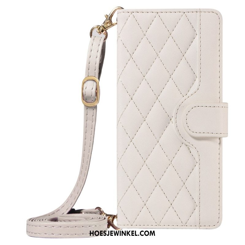 Folio-hoesje Xiaomi 15 Pro Gewatteerd Met Bandje En Schouderband