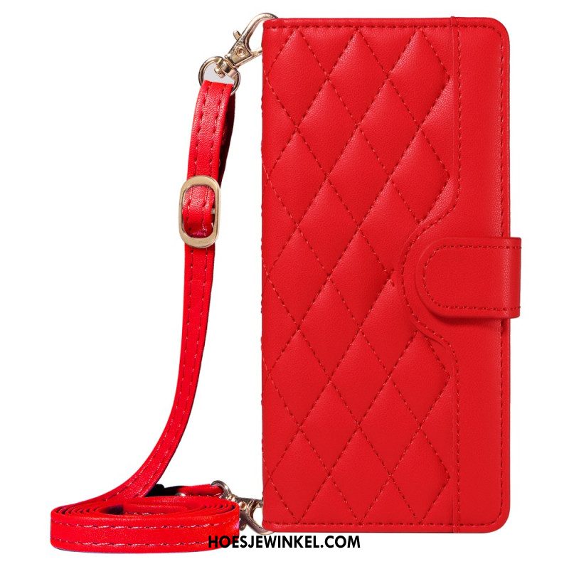 Folio-hoesje Xiaomi 15 Pro Gewatteerd Met Bandje En Schouderband