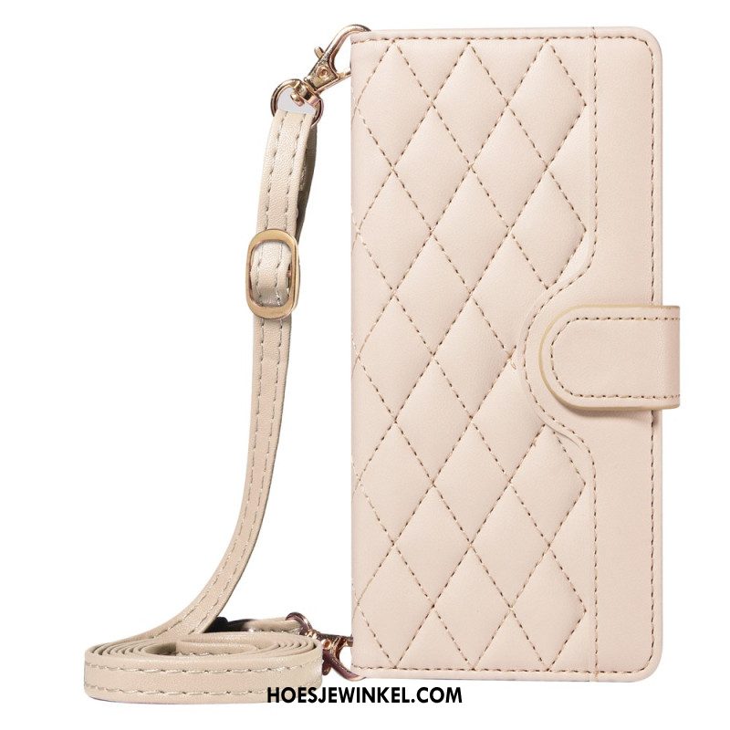 Folio-hoesje Xiaomi 15 Pro Gewatteerd Met Bandje En Schouderband