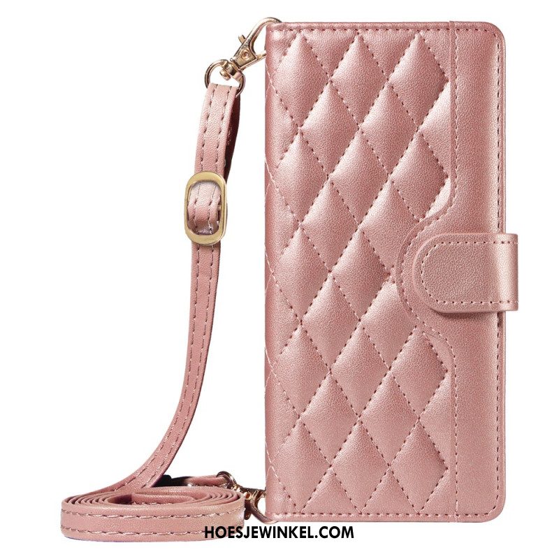 Folio-hoesje Xiaomi 15 Pro Gewatteerd Met Bandje En Schouderband