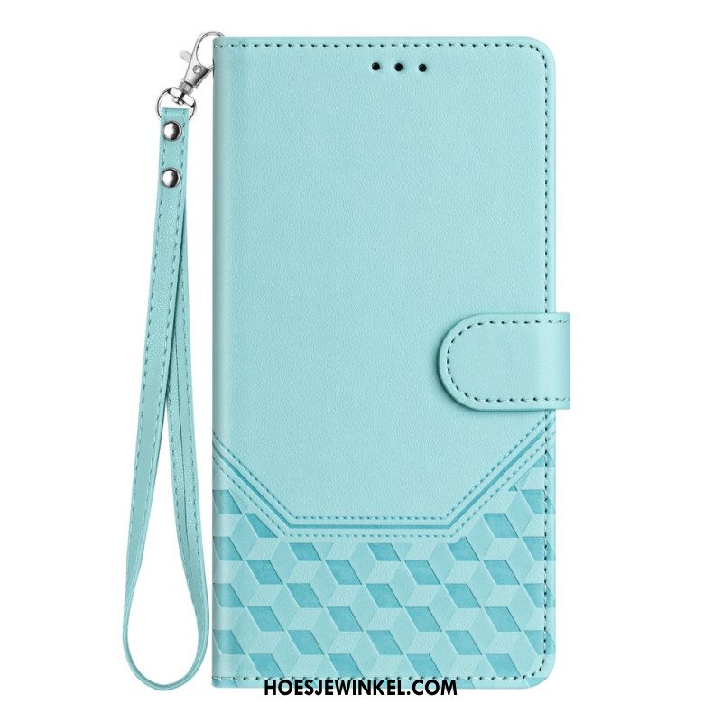 Folio-hoesje Xiaomi 15t Pro Telefoonhoesje Rand Met Diamantpatroon En Koord