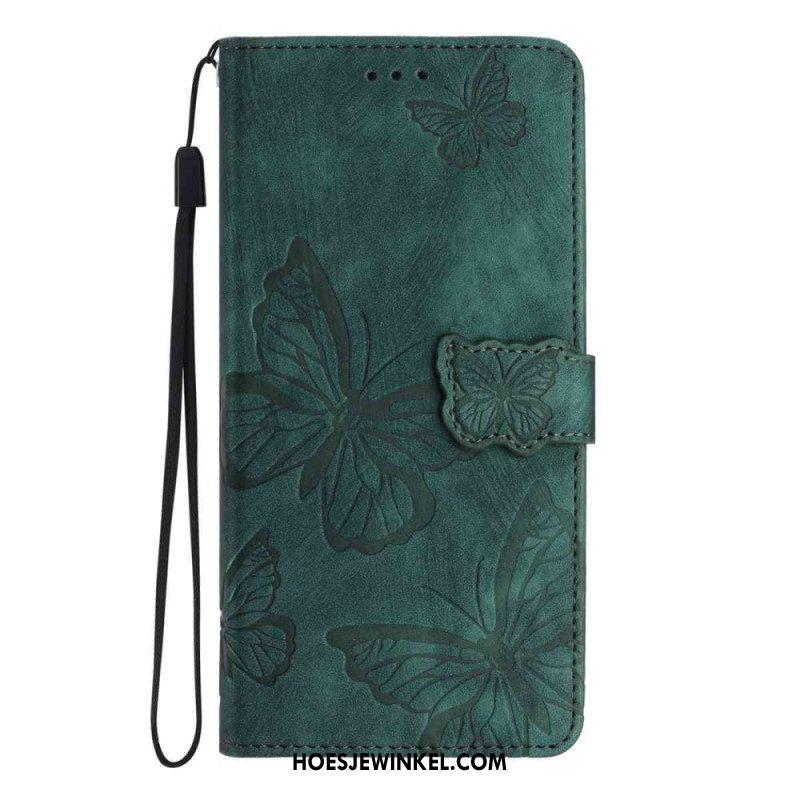 Folio-hoesje Xiaomi 15t Suède-look Met Vlindereffect