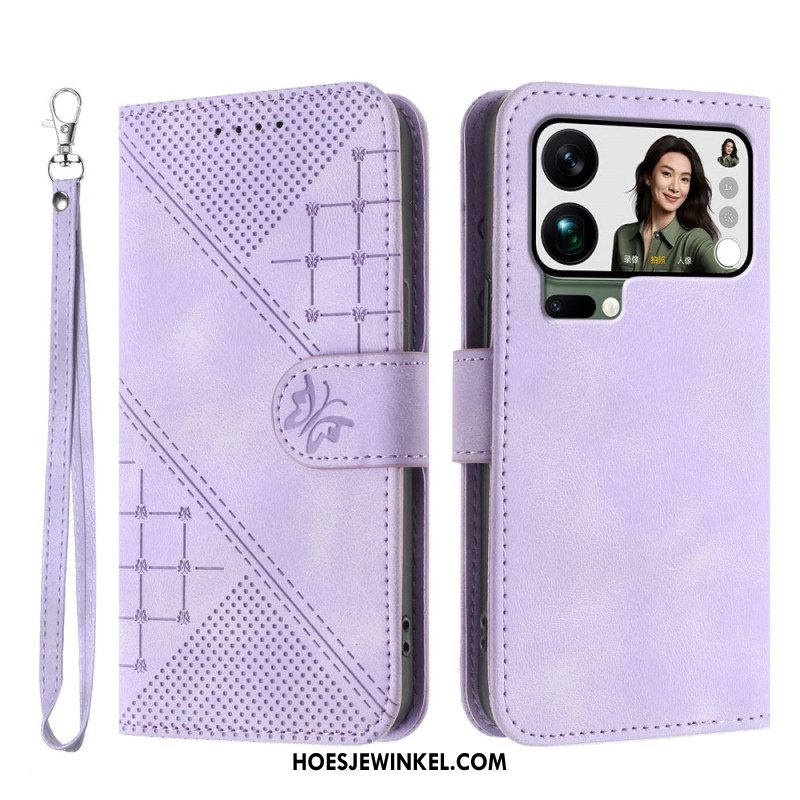 Folio-hoesje Xiaomi 17 Pro Max Telefoonhoesje Vlinder- En Geometrisch Ontwerp