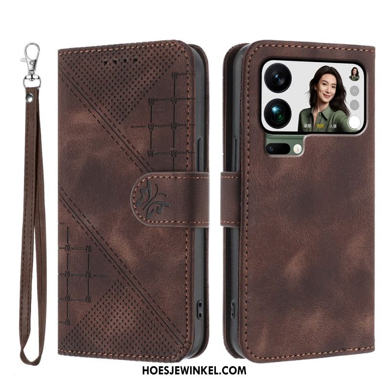 Folio-hoesje Xiaomi 17 Pro Max Telefoonhoesje Vlinder- En Geometrisch Ontwerp