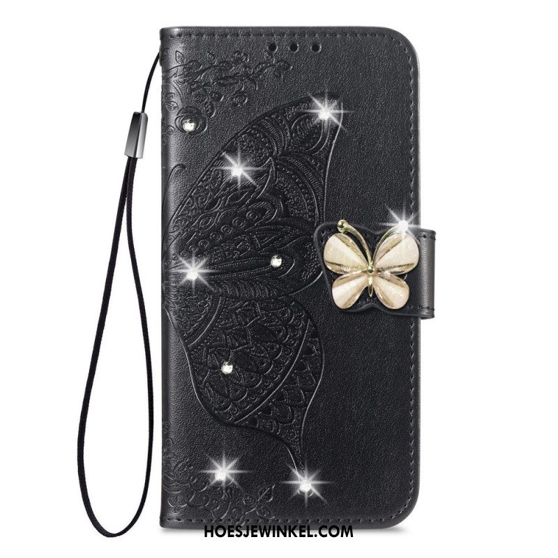 Folio-hoesje Xiaomi 17 Pro Telefoonhoesje 3d-vlinder En Strass-steentjes