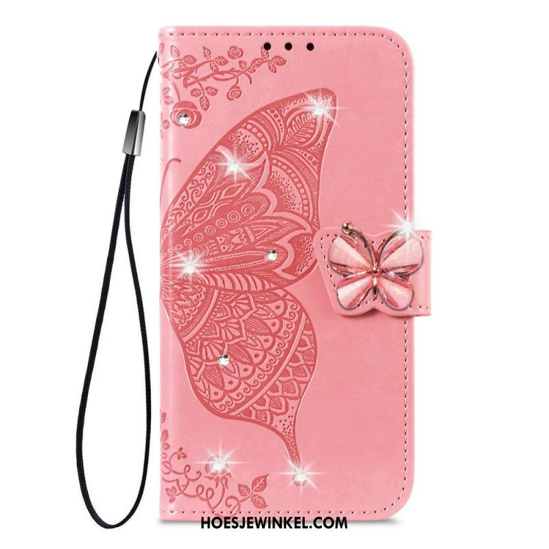 Folio-hoesje Xiaomi 17 Pro Telefoonhoesje 3d-vlinder En Strass-steentjes