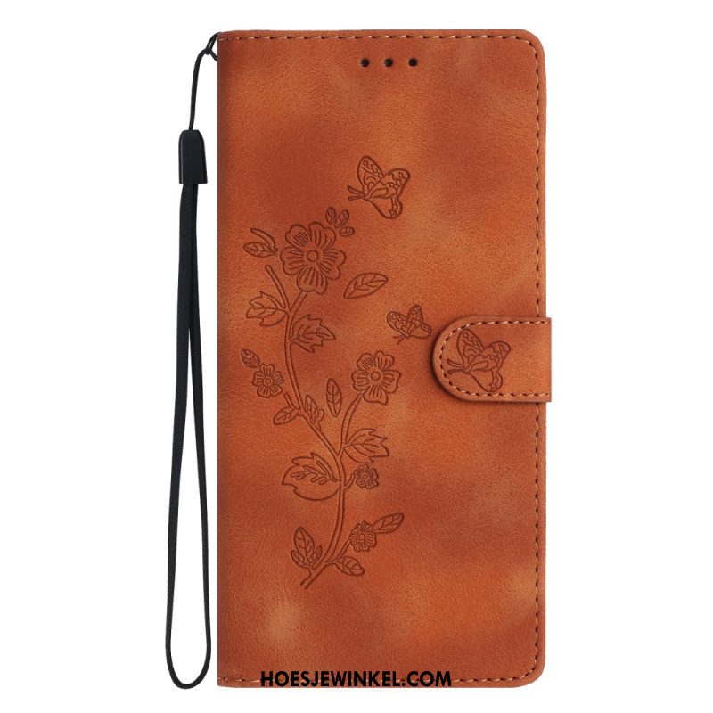 Folio-hoesje Xiaomi 17 Pro Telefoonhoesje Bloemenpatroon Met Suède-effect