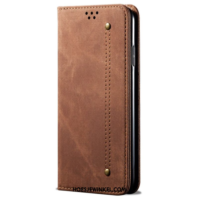 Folio-hoesje Xiaomi Redmi Note 13 Pro 5g Telefoonhoesje Jeansstof