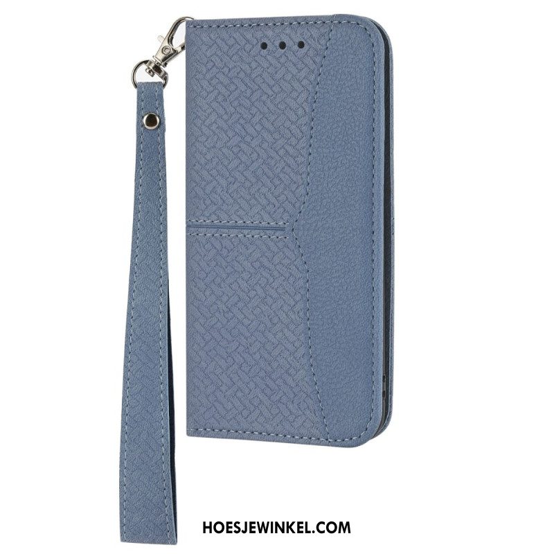 Folio-hoesje Xiaomi Redmi Note 14 5g Telefoonhoesje Geweven Textuur Met Bandje