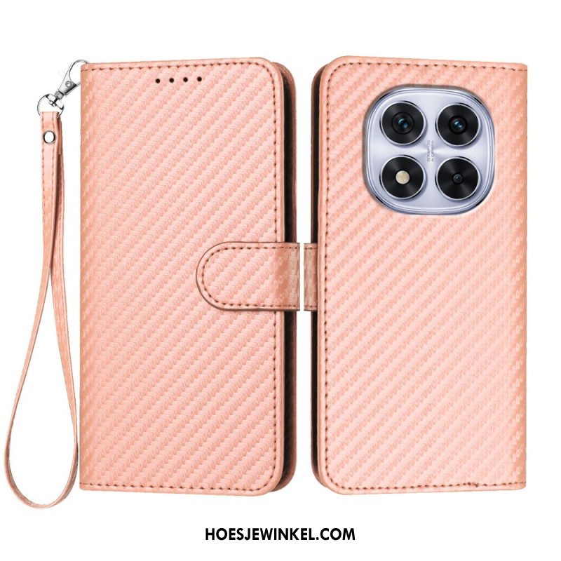 Folio-hoesje Xiaomi Redmi Note 14 Pro 4g Telefoonhoesje Carbonvezeltextuur Met Bandje