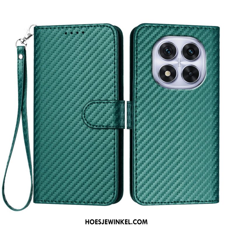 Folio-hoesje Xiaomi Redmi Note 14 Pro 4g Telefoonhoesje Carbonvezeltextuur Met Bandje