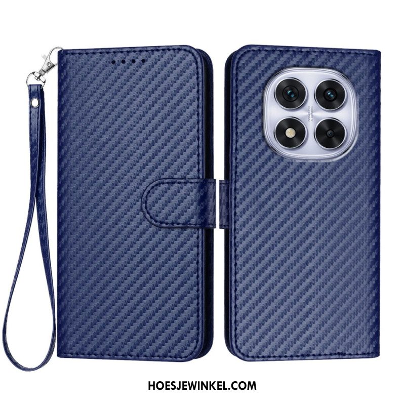 Folio-hoesje Xiaomi Redmi Note 14 Pro 4g Telefoonhoesje Carbonvezeltextuur Met Bandje