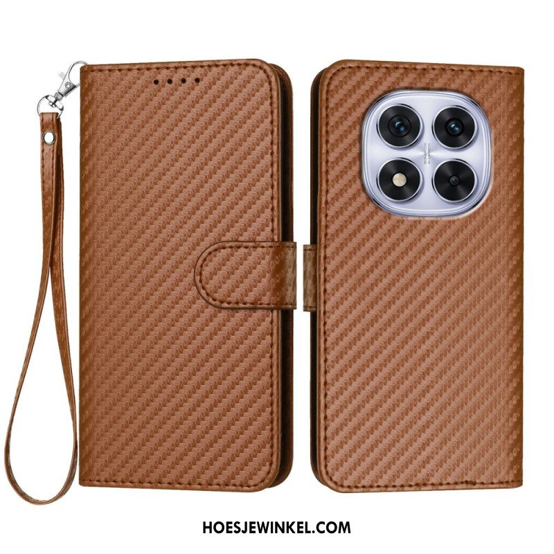 Folio-hoesje Xiaomi Redmi Note 14 Pro 4g Telefoonhoesje Carbonvezeltextuur Met Bandje