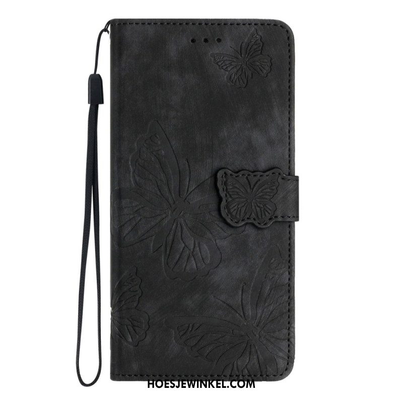 Folio-hoesje Xiaomi Redmi Note 14 Pro 4g Telefoonhoesje Suède-effect Vlinders