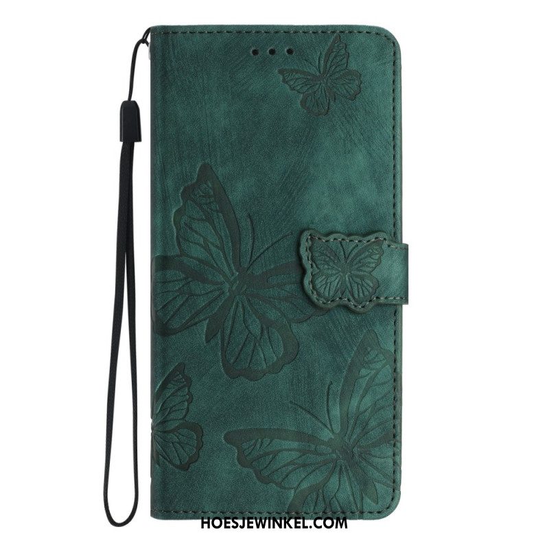 Folio-hoesje Xiaomi Redmi Note 14 Pro 4g Telefoonhoesje Suède-effect Vlinders