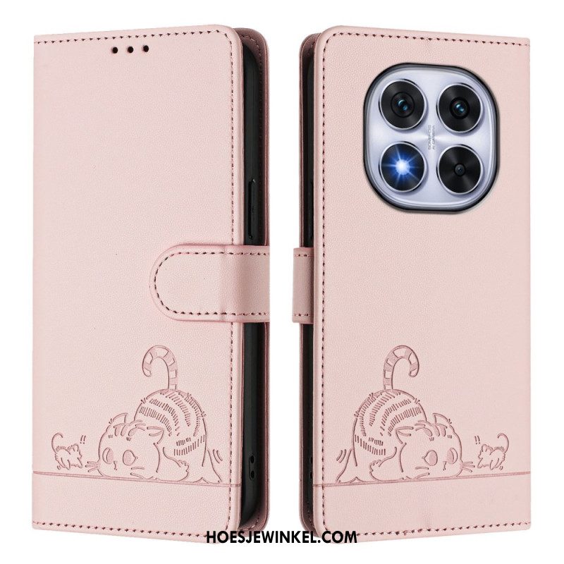 Folio-hoesje Xiaomi Redmi Note 14 Pro 5g Telefoonhoesje Rfid-bescherming Kattenscène