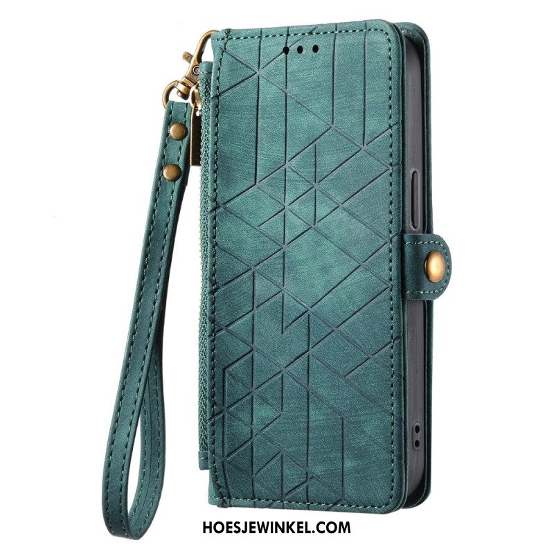 Folio-hoesje Xiaomi Redmi Note 14 Pro Plus 5g Portemonnee Met Geometrische Lijnen