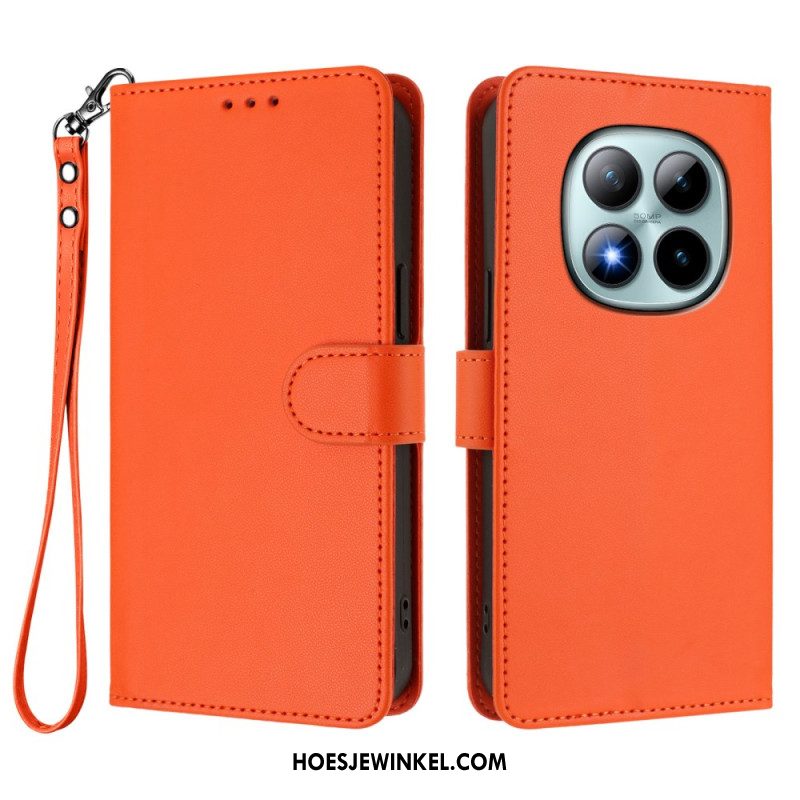 Folio-hoesje Xiaomi Redmi Note 15 Pro Plus 5g Telefoonhoesje Effen Leer-effect Met Bandje