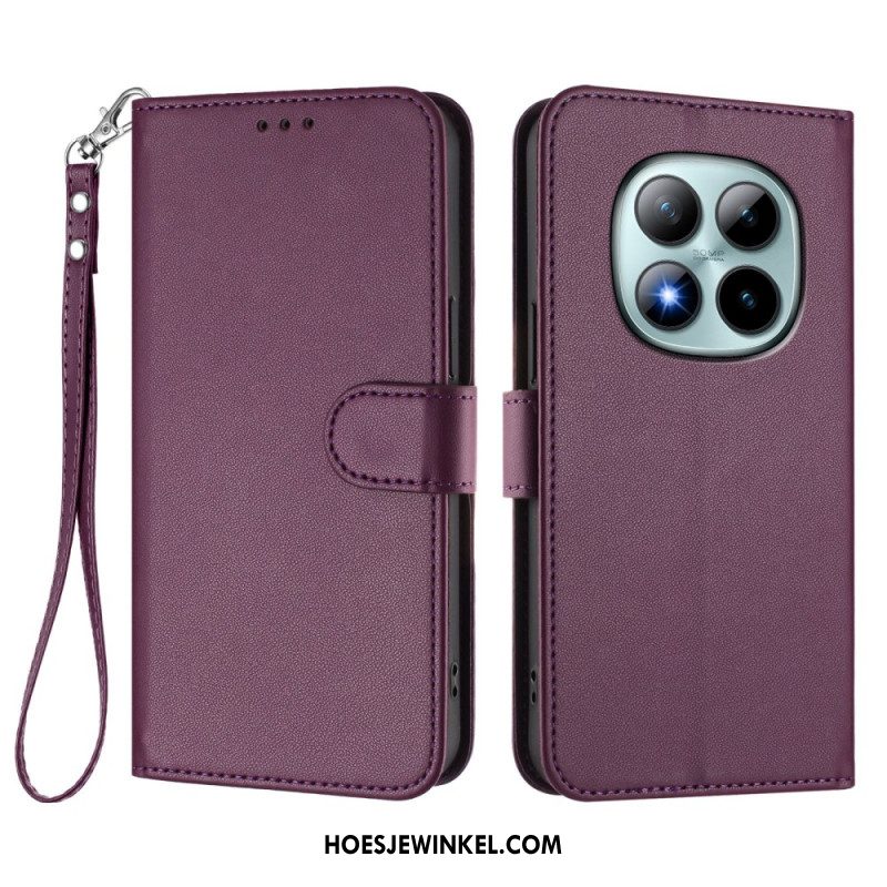 Folio-hoesje Xiaomi Redmi Note 15 Pro Plus 5g Telefoonhoesje Effen Leer-effect Met Bandje