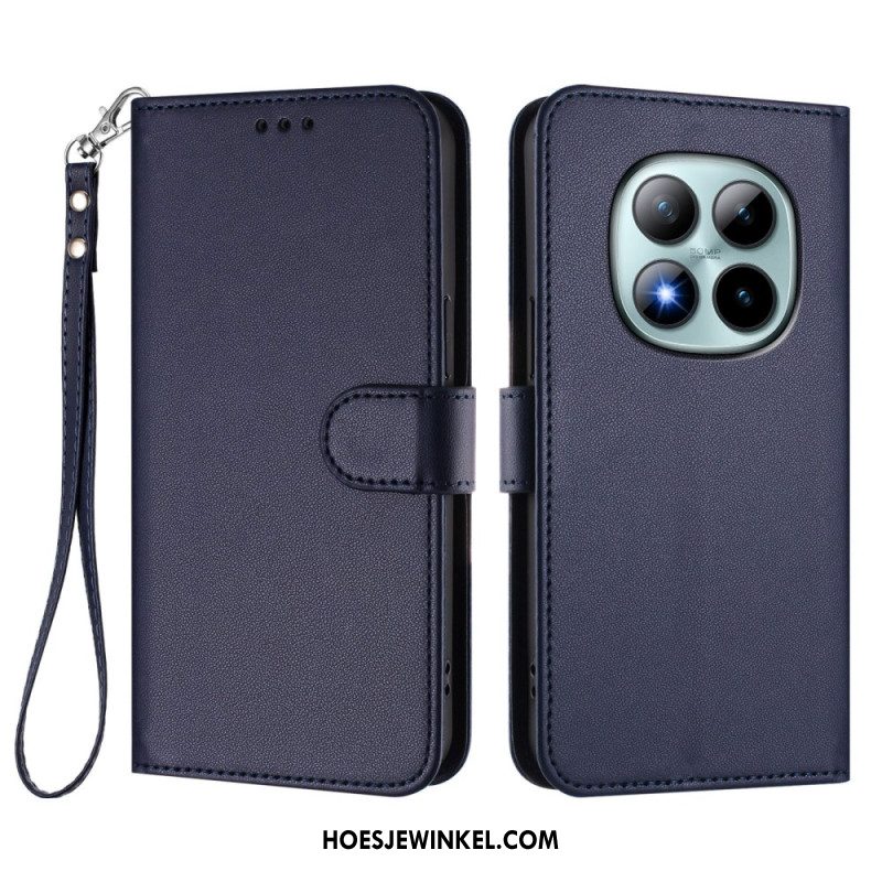 Folio-hoesje Xiaomi Redmi Note 15 Pro Plus 5g Telefoonhoesje Effen Leer-effect Met Bandje