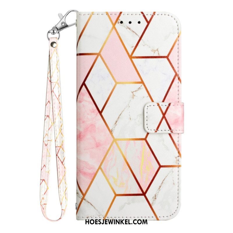 Folio-hoesje Xiaomi Redmi Note 15 Pro Plus 5g Telefoonhoesje Marmer Met Bandje