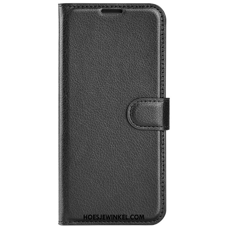 Folio-hoesje iPhone 16 Pro Max Klassiek Litchi Kunstleer