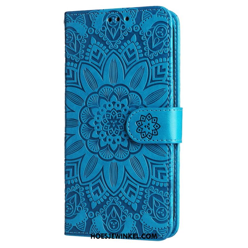 Folio-hoesje iPhone 16 Telefoonhoesje Zonnebloempatroon Met Riempje
