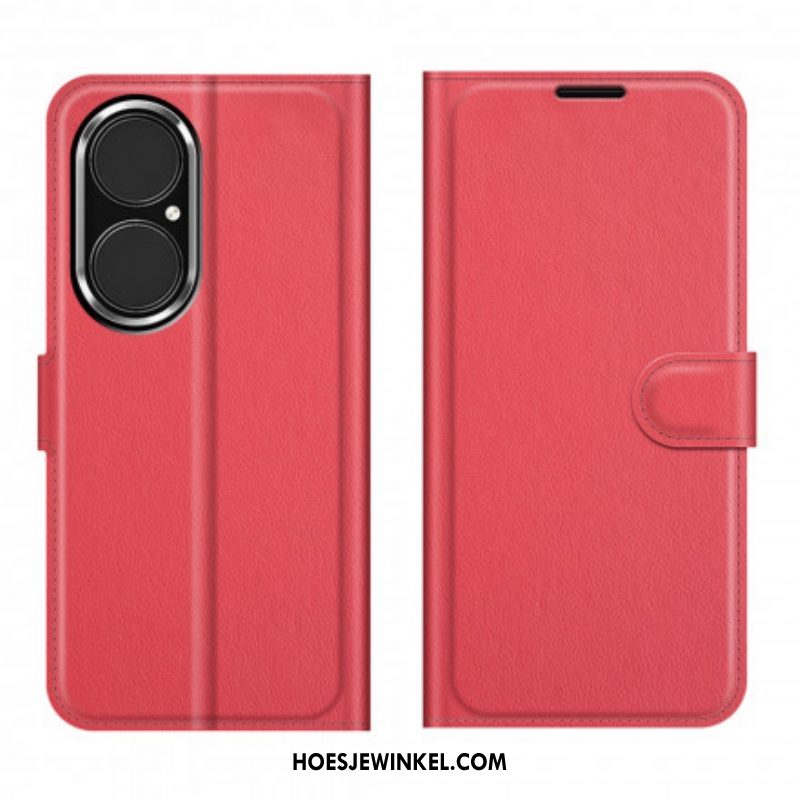 Folio-hoesje voor Huawei P50 Klassieke Litchi Lederen Stijl