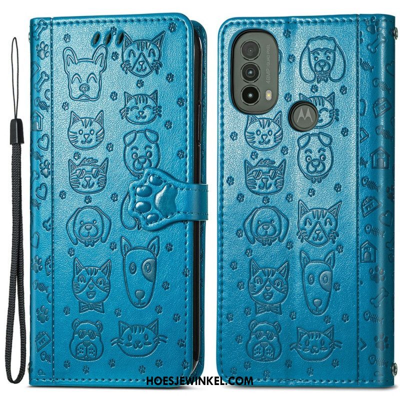 Folio-hoesje voor Moto E40 / E30 / E20 Geanimeerde Dieren