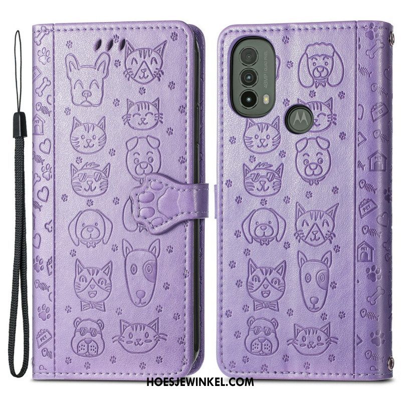 Folio-hoesje voor Moto E40 / E30 / E20 Geanimeerde Dieren