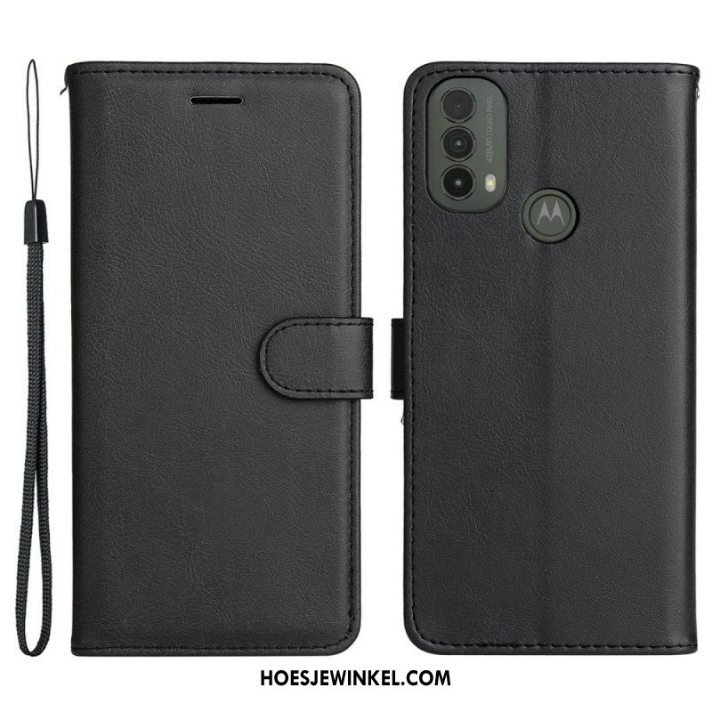 Folio-hoesje voor Moto E40 / E30 / E20 Met Ketting Strappy Leereffect