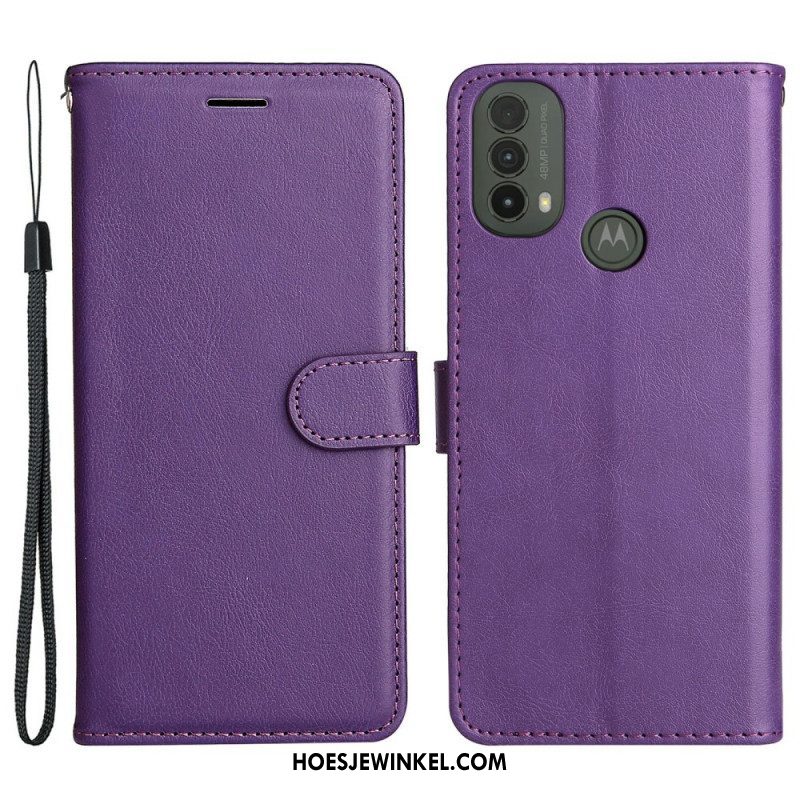 Folio-hoesje voor Moto E40 / E30 / E20 Met Ketting Strappy Leereffect