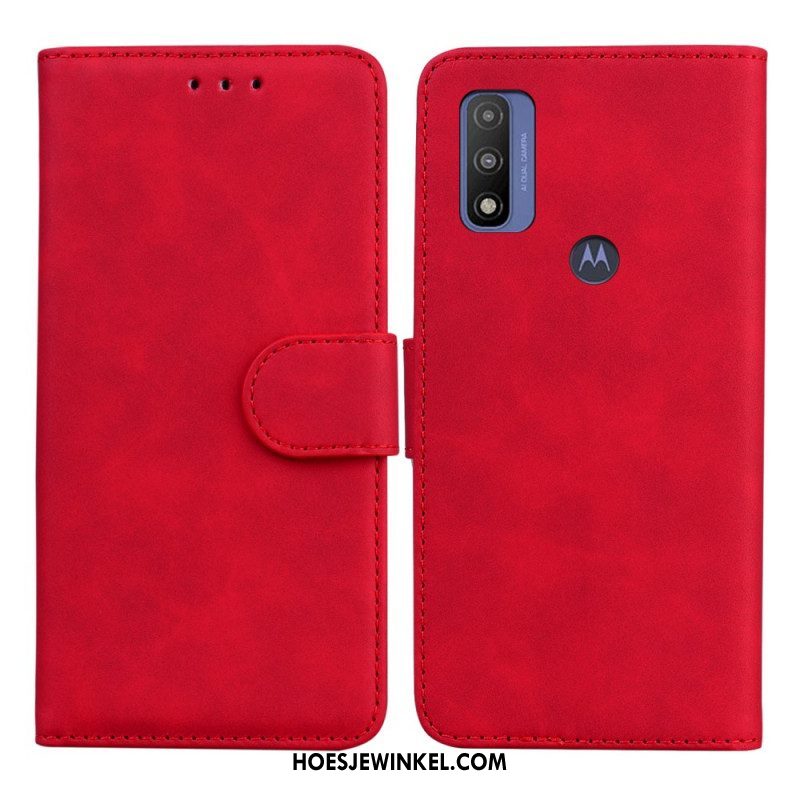 Folio-hoesje voor Moto E40 / E30 / E20 Monochroom Leereffect