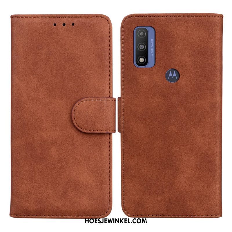 Folio-hoesje voor Moto E40 / E30 / E20 Monochroom Leereffect