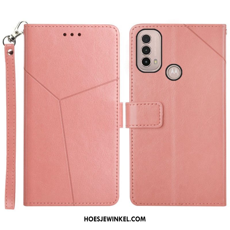 Folio-hoesje voor Moto E40 / E30 / E20 Stijl Leer Geo Y Design