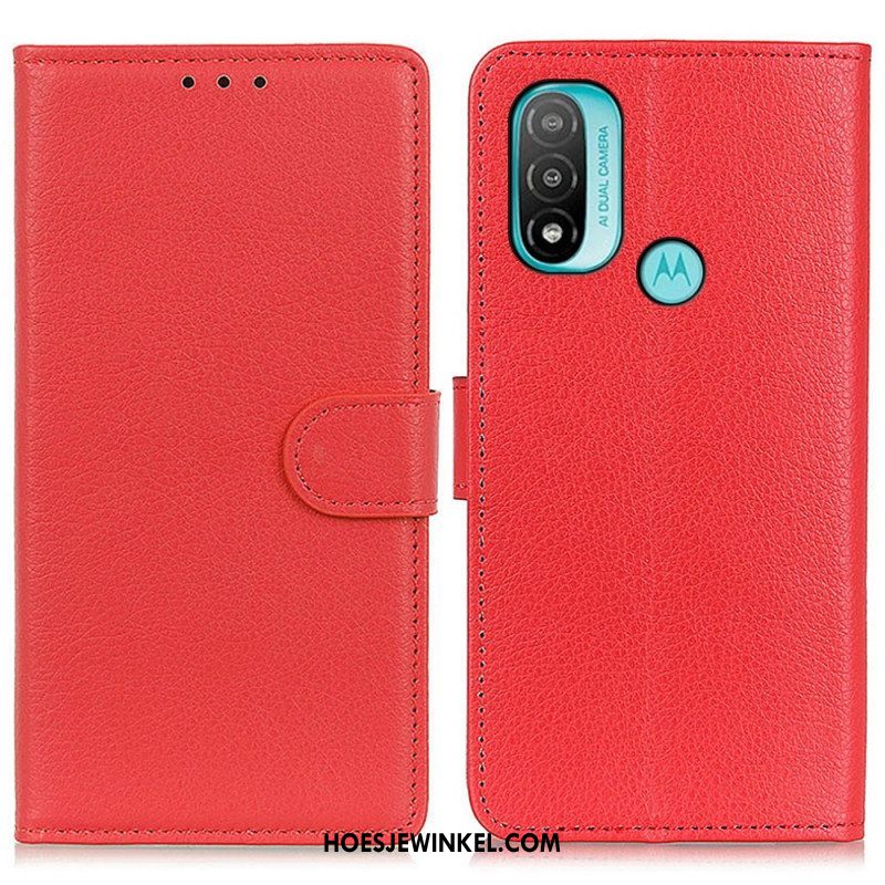 Folio-hoesje voor Moto E40 / E30 / E20 Traditioneel Lychee