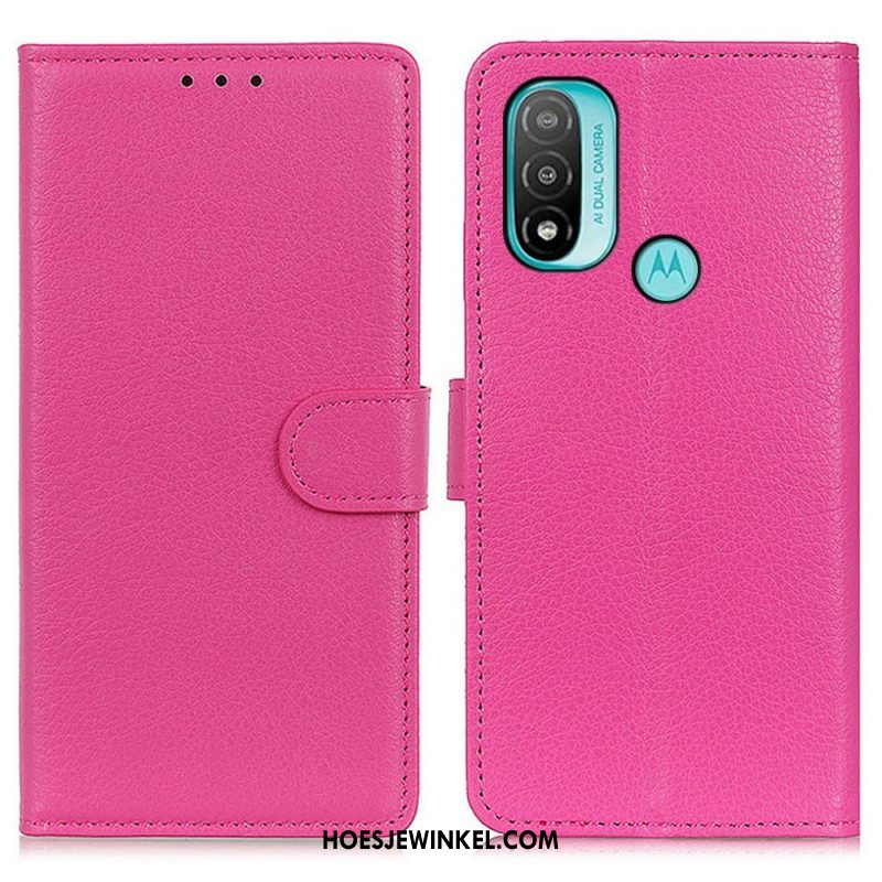 Folio-hoesje voor Moto E40 / E30 / E20 Traditioneel Lychee