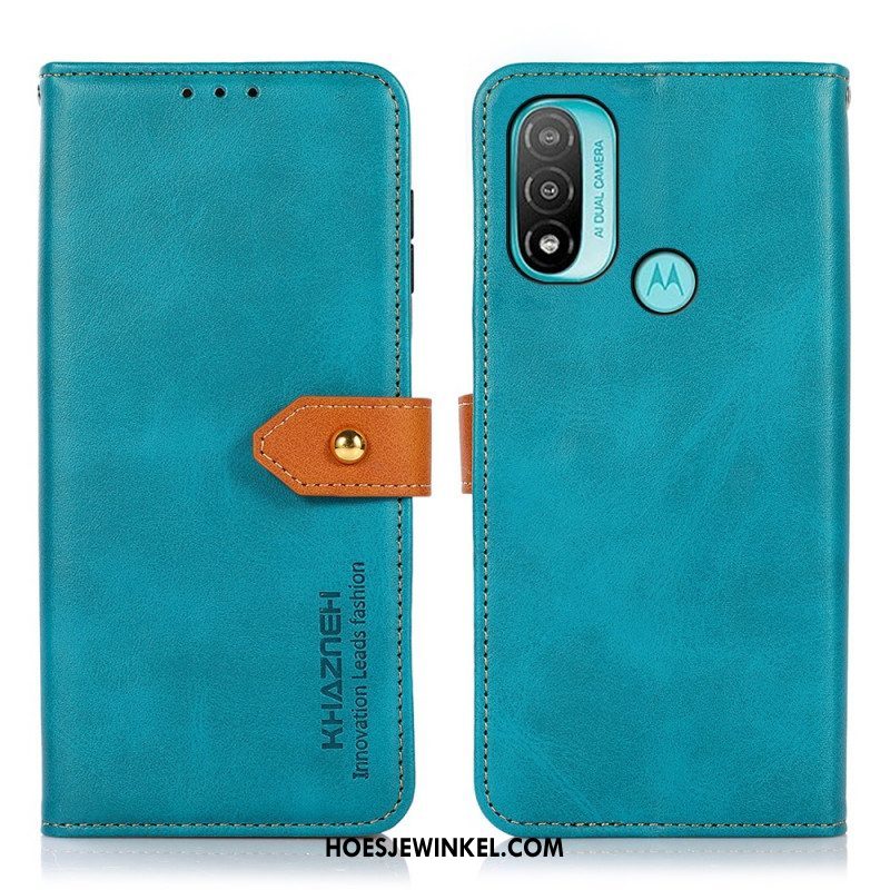 Folio-hoesje voor Moto E40 / E30 / E20 Tweekleurige Gouden Gesp Khazneh