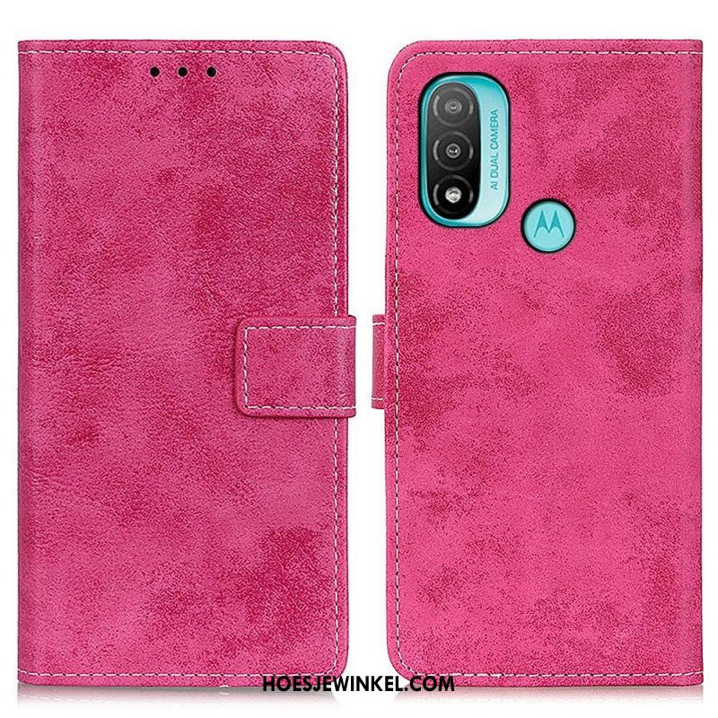 Folio-hoesje voor Moto E40 / E30 / E20 Vintage Leereffect