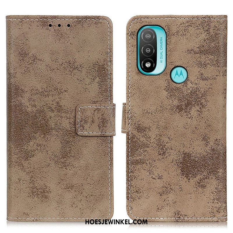 Folio-hoesje voor Moto E40 / E30 / E20 Vintage Leereffect