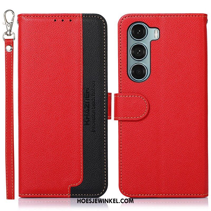 Folio-hoesje voor Moto G200 5G Lychee-stijl Rfid Khazneh