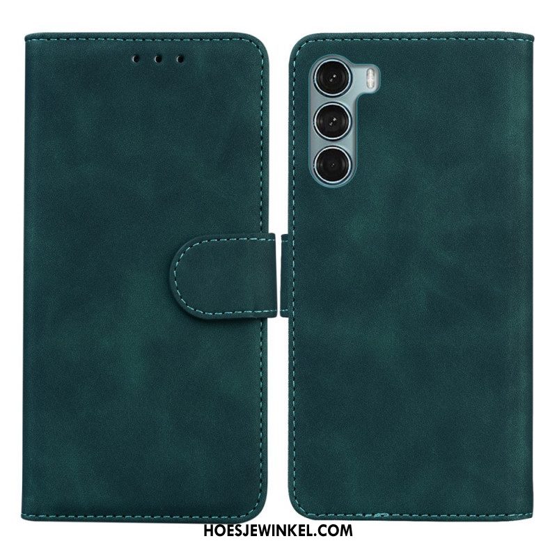 Folio-hoesje voor Moto G200 5G Monochroom Leereffect